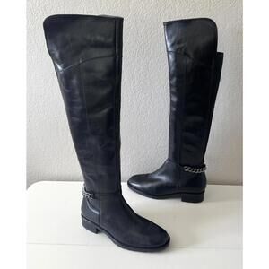 KURT GEIGER LONDON Vito Over-The-Knee Boots Chain Accent Sz 38.5 / US 7.5